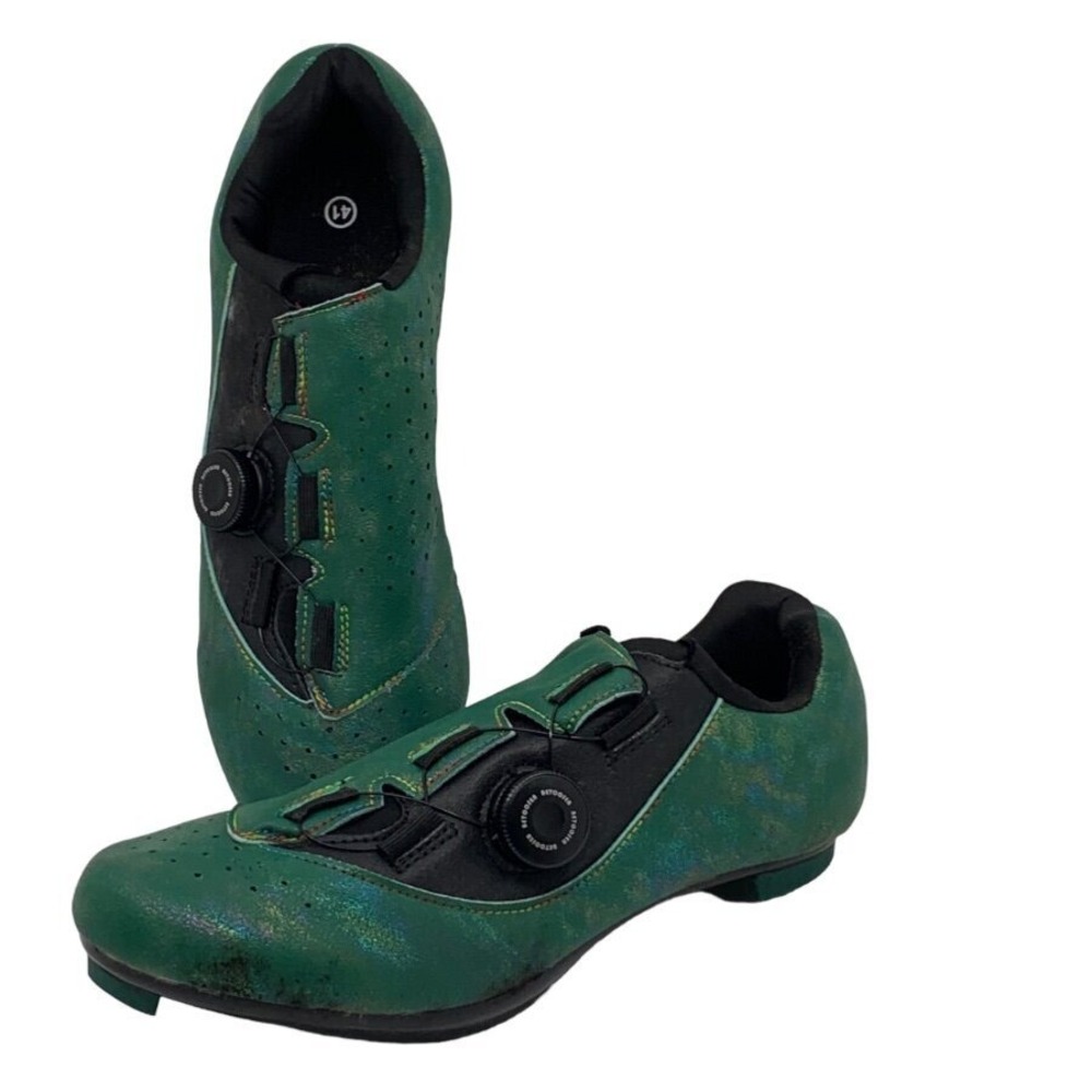DWZRG Betoosen Mens Road Cycling Shoes Indoor/Outdoor Green/Black Iridescent 8 M